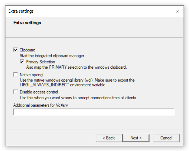 vcXsrv extra settings